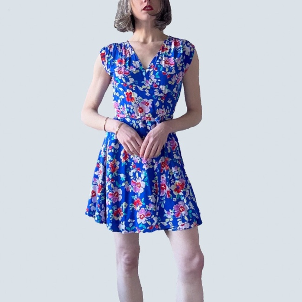 Floral Silk Blue and Red Yumi Kim Dress
